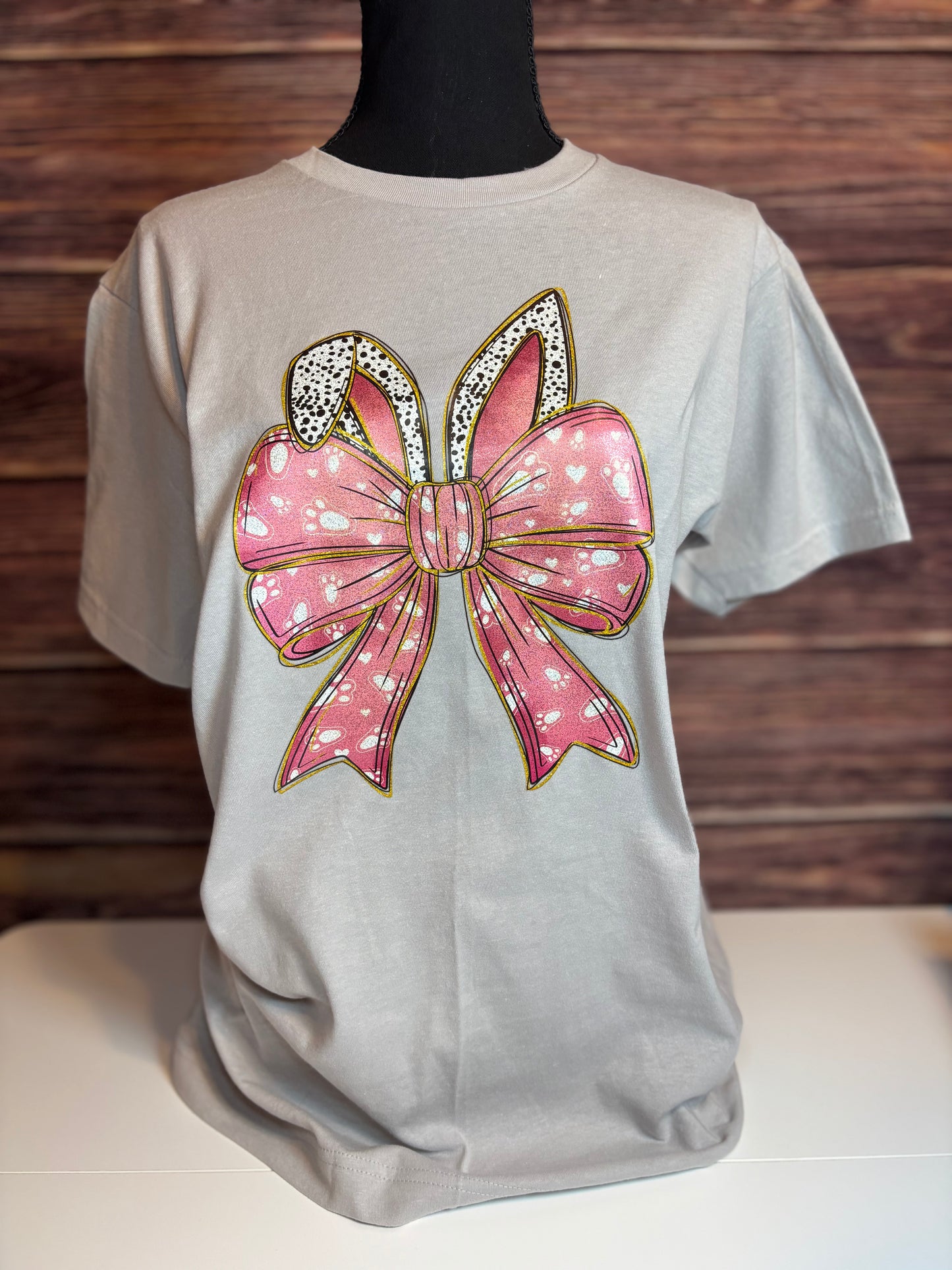 Pink Bunny Bow Graphic Tee – Cute Easter Shirt for Women | Spring Boutique T-Shirt