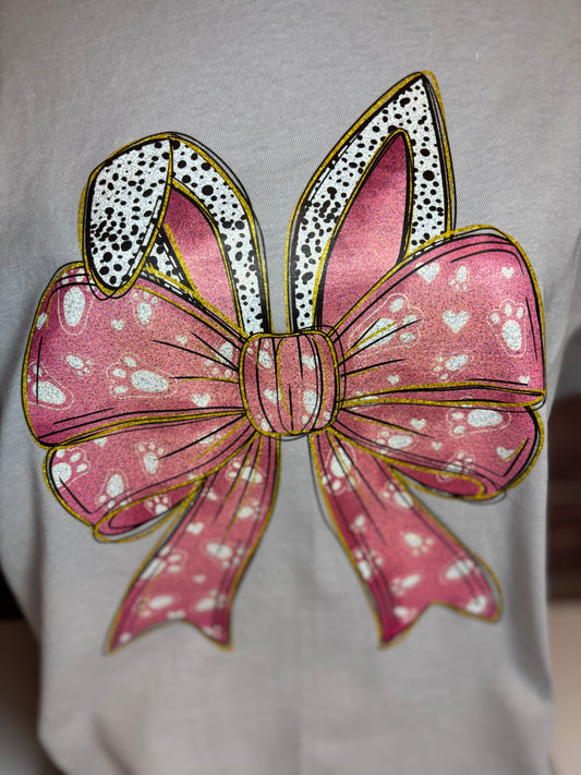 Pink Bunny Bow Graphic Tee – Cute Easter Shirt for Women | Spring Boutique T-Shirt