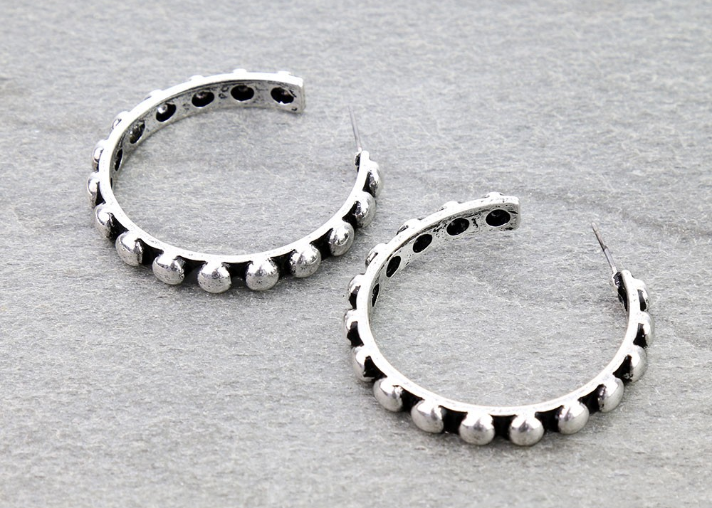 Western Bubble Ball Hoop Earrings