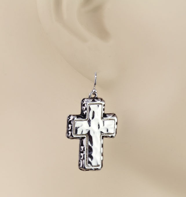 Tailored Filigree Cross Dangle Earrings