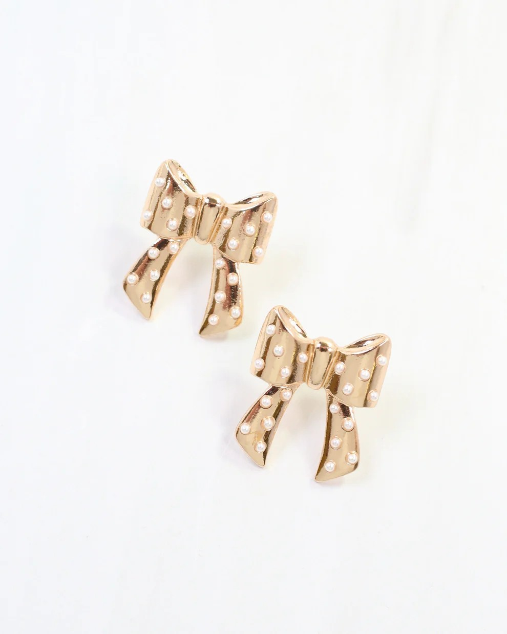 Gold Bow Stud Earrings
