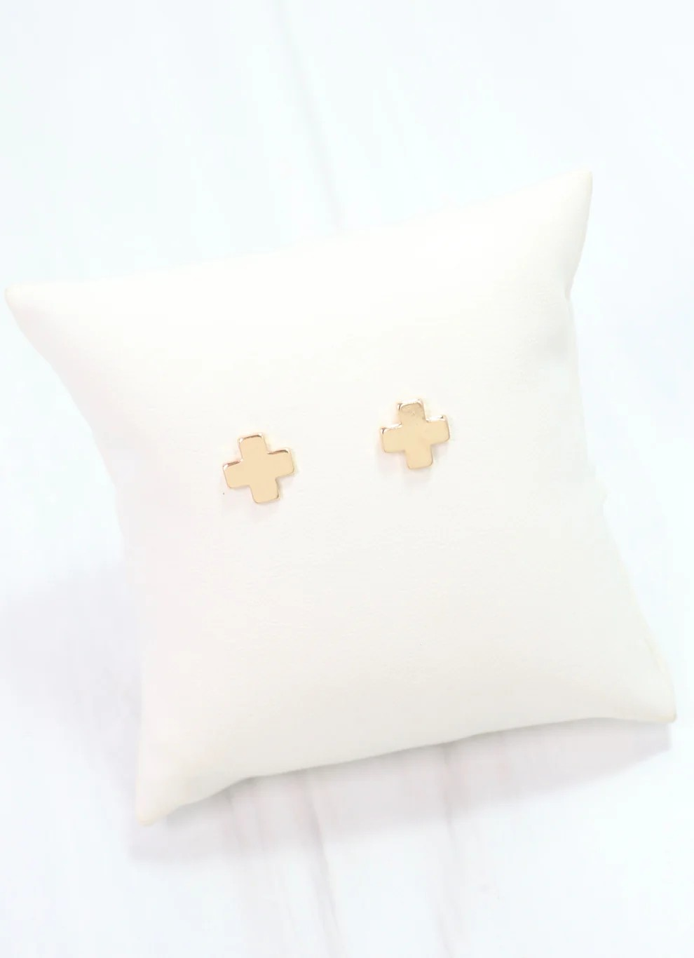 Gold Cross Stud Earrings