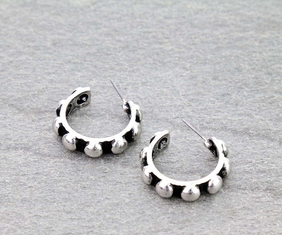 Western Small Bubble Ball Hoop Earrings