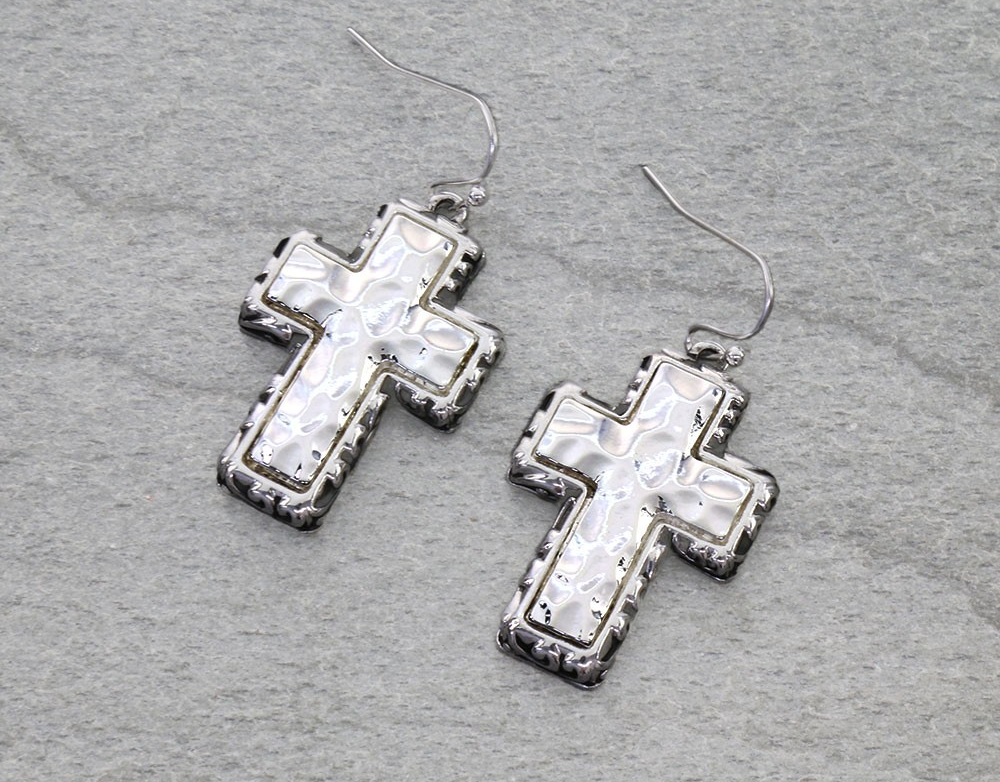 Tailored Filigree Cross Dangle Earrings